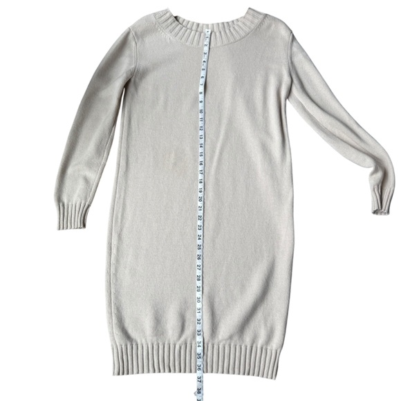Vince Women's Ivory Wool Blend Knit Boatneck Sweater Midi Long Sleeve Dress Sz M - Picture 11 of 15